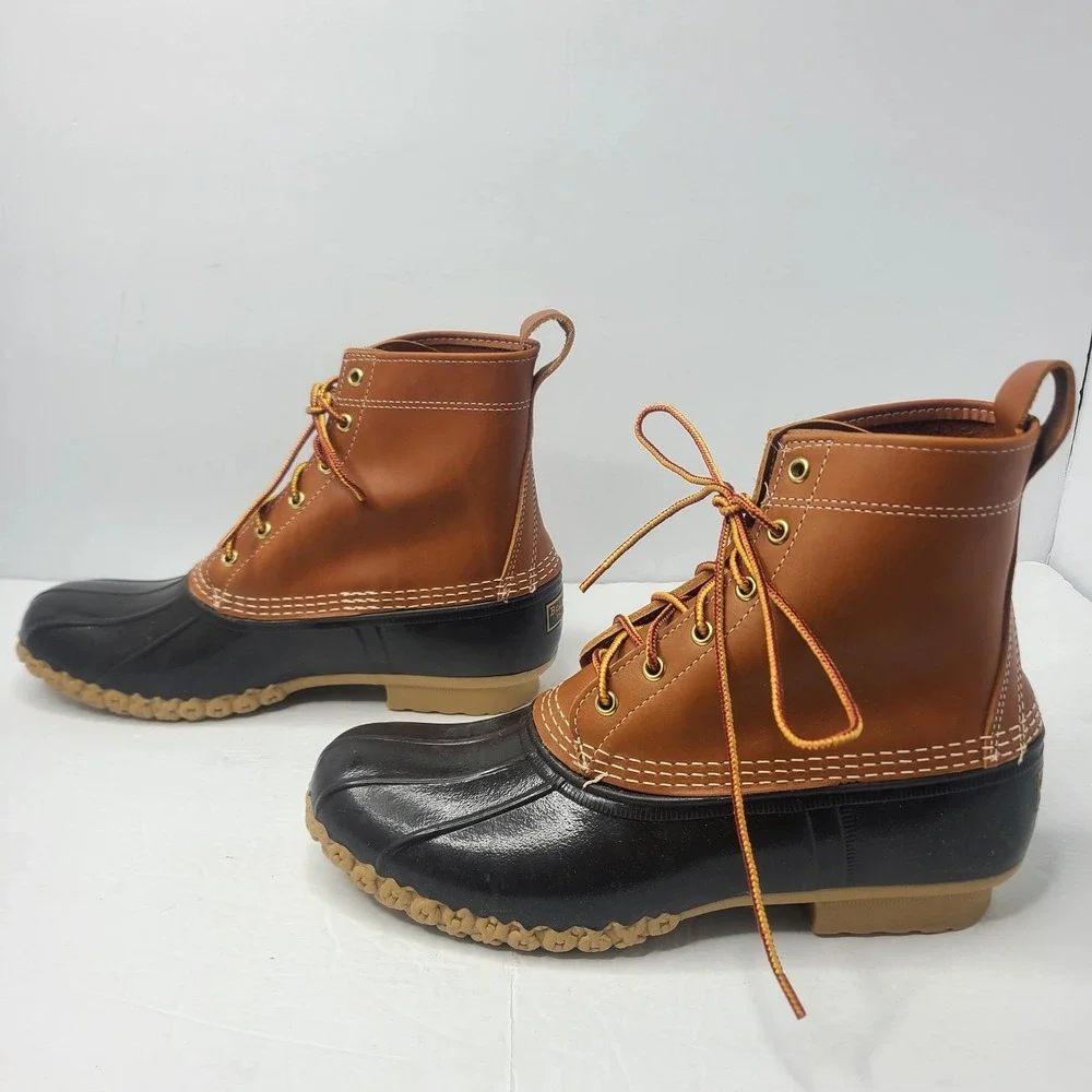 LL Bean Duck Boots Brown 8 Inch Mens Size 9 Made In USA Leather